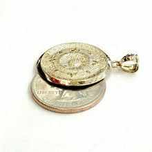 Load image into Gallery viewer, 14k yellow solid Gold Aztec Mayan sun calendar Azteca pendant jewelry 1.02" 3.8g
