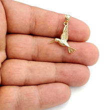 Load image into Gallery viewer, New 14k yellow Gold solid 3D Hummingbird Pendant charm gift fine jewelry 2g
