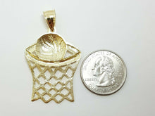 Load image into Gallery viewer, 10k yellow gold basketball net hoop pendant charm sport fine gift jewelry 4.6g
