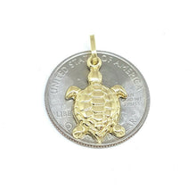 Load image into Gallery viewer, New 14k yellow gold hollow turtle full body pendant charm fine gift jewelry 1.3g
