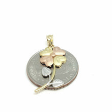 Load image into Gallery viewer, 14k 3 color Gold flower Pendant charm fine jewelry gift for her diamond cut 1.6g
