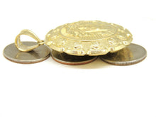 Load image into Gallery viewer, 10k yellow gold hollow two sided Jesus &amp; virgin Guadalupe pendant 1.79" 17.2g
