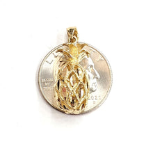 Load image into Gallery viewer, New 14k yellow gold pineapple 3D diamond cut fruit pendant charm fine jewelry 3.9g

