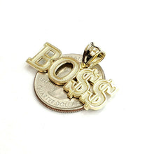 Load image into Gallery viewer, New 10k yellow Gold Boss dollar sign word Pendant charm fine gift jewelry 3.1g

