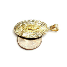 Load image into Gallery viewer, 14k yellow gold oval virgin Mary Guadalupe religious pendant diamond cut 5.8g
