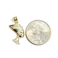 Load image into Gallery viewer, 10k yellow solid Gold Egyptian queen Nefertiti head Pendant fine jewelry 1.8g
