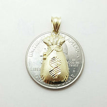 Load image into Gallery viewer, 10k yellow gold dollar sign money bag lucky pendant charm fine gift jewelry 1.3g
