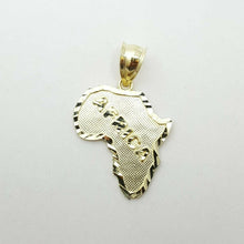 Load image into Gallery viewer, 10k yellow gold Africa continent outline map pendant charm fine gift unisex 1.7g
