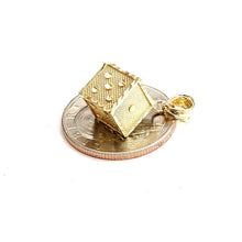 Load image into Gallery viewer, 10k yellow Gold 3D dice Pendant charm diamond cut gamble Vegas fine jewelry 2.3g
