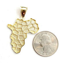 Load image into Gallery viewer, 10k yellow gold nugget Africa continent outline map pendant charm jewelry 3.3g
