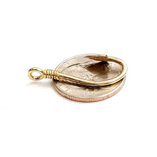 Load image into Gallery viewer, 14k Yellow Gold 3D fish hook Pendant slide charm fishing gift fine jewelry 2g
