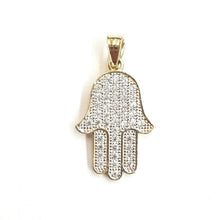 Load image into Gallery viewer, 14k yellow gold Khamsa Hamsa hand Jewish charm fine religious jewelry 0.83" 2.2g
