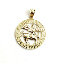 Load image into Gallery viewer, 10k yellow Gold round Sagittarius Archer Zodiac Sign Pendant fine jewelry 2.6g
