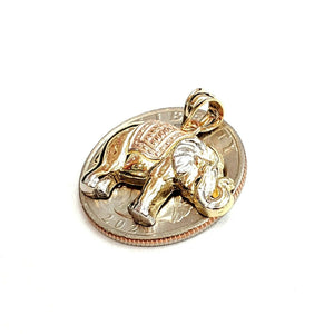 14k multi tone Gold elephant Pendant charm unisex good luck fine jewelry 2.2g