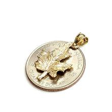 Load image into Gallery viewer, New 14k yellow gold solid maple leaf pendant charm gift fine jewelry 1.4g
