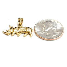 Load image into Gallery viewer, New 14k yellow Gold Rhinoceros Full body animal Pendant charm fine jewelry 3.3g
