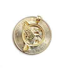 Load image into Gallery viewer, 14k yellow Gold solid hummingbird Pendant cubic zirconia fine jewelry 1.5g
