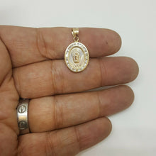 Load image into Gallery viewer, 14k gold oval virgin Mary Guadalupe pendant charm religious gift jewelry 1.3g

