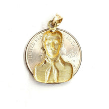 Load image into Gallery viewer, 14k yellow gold Jesus Malverde Narco saint Sinaloa pendant charm fine gift 2.2g
