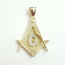 Load image into Gallery viewer, 10k two-tone solid Gold Freemason Masonic Pendant charm jewelry fine gift 5.3g
