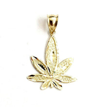 Load image into Gallery viewer, New 10k yellow gold marijuana leaf weed pendant diamond cut medical jewelry 1.6g
