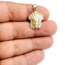 Load image into Gallery viewer, New 14k solid yellow Gold Chief face head Pendant fine jewelry 2.6g
