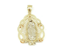 Load image into Gallery viewer, 14k 3 color gold virgin Mary Guadalupe pendant charm gift religious jewelry 7.1g
