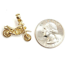 Load image into Gallery viewer, 14k yellow Gold 3D motorcycle Pendant charm sport bikers gift fine jewelry 3.8g
