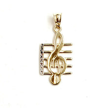 Load image into Gallery viewer, 14k solid yellow Gold music sign note Pendant diamond cut fine jewelry gift 1.2g
