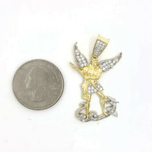 Load image into Gallery viewer, 14k gold two tone saint Michael pendant charm religious jewelry zirconia 5.6g
