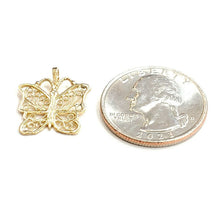 Load image into Gallery viewer, New 14k yellow Gold butterfly Pendant charm filigree gift fine jewelry 1.1g
