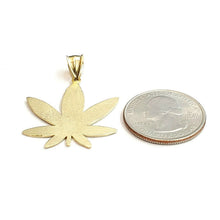 Load image into Gallery viewer, New 10k yellow gold marijuana leaf weed pendant diamond cut medical jewelry 2.7g
