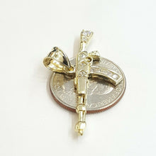 Load image into Gallery viewer, 10k yellow Gold AK-47 machine gun rifle Pendant charm fine jewelry zirconia 3.4g
