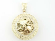 Load image into Gallery viewer, 10k yellow gold round globe planet earth world map pendant 2 sides 3D gift 4.3g
