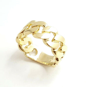 14K solid Yellow Gold 9mm Cuban link Ring Band fine gift jewelry 10.1g size 9