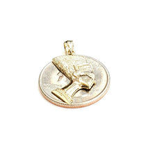 Load image into Gallery viewer, 14k solid yellow Gold Egyptian Nefertiti head queen Pendant fine jewelry 1.9g
