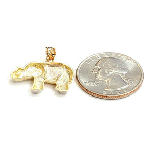 14k multi tone Gold elephant Pendant charm unisex good luck fine jewelry 2.2g