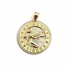 Load image into Gallery viewer, New 10k yellow Gold round Virgo zodiac sign Pendant charm astrology jewelry 2.3g
