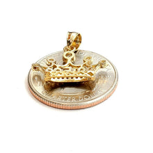 Load image into Gallery viewer, 14k yellow gold 15 años 15 years crown pendant cubic zirconia jewelry 1.8g
