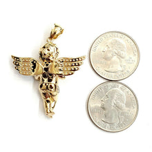 Load image into Gallery viewer, 14k yellow Gold 3D full body angel Pendant cubic zirconia fine jewelry 9.3g
