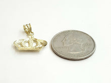 Load image into Gallery viewer, 10k yellow gold crown pendant charm fine jewelry gift necklace diamond cut 1.2g
