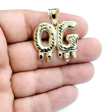 Load image into Gallery viewer, 10k yellow Gold OG original gangster word Pendant diamond cut fine jewelry 5.3g
