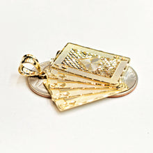 Load image into Gallery viewer, 14k yellow Gold royal flush spade A K Q J 10 poker cards Pendant jewelry 8.2g
