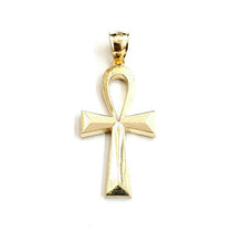 Load image into Gallery viewer, 10k yellow gold Egyptian ankh cross pendant charm fine religious jewelry 1.9g
