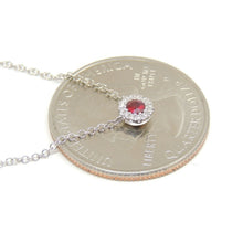 Load image into Gallery viewer, New 14k white Gold 0.18Ct real Diamond &amp; ruby necklace gift 18&quot; adjustable chain
