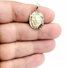 Load image into Gallery viewer, 14k yellow solid Gold lion leo head face Pendant charm fine gift jewelry 2.4g

