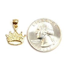 Load image into Gallery viewer, 14k yellow Gold Tiny Queen Crown Tiara Pendant charm gift fine jewelry 1.1g
