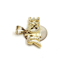 Load image into Gallery viewer, New 10k yellow Gold RICH word Pendant charm diamond cut fine jewelry 4.4g
