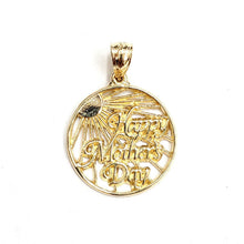 Load image into Gallery viewer, New 14k yellow Gold happy Mothers day round Pendant 0.72" gift fine jewelry 1.9g
