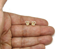 Load image into Gallery viewer, New 14k yellow Gold 0.12Ct Round Diamond heart stud Earrings Push Back Fastening
